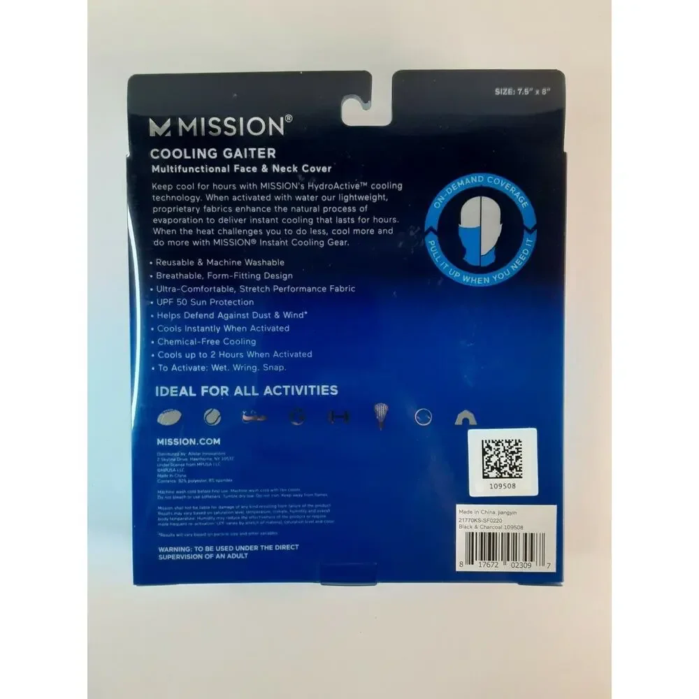 Mission Cooling Gaiter New Multifunctional Face/Neck Cover YOUTH 2 Pack